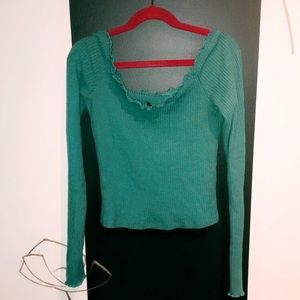 Ruffled off the shoulder shirt